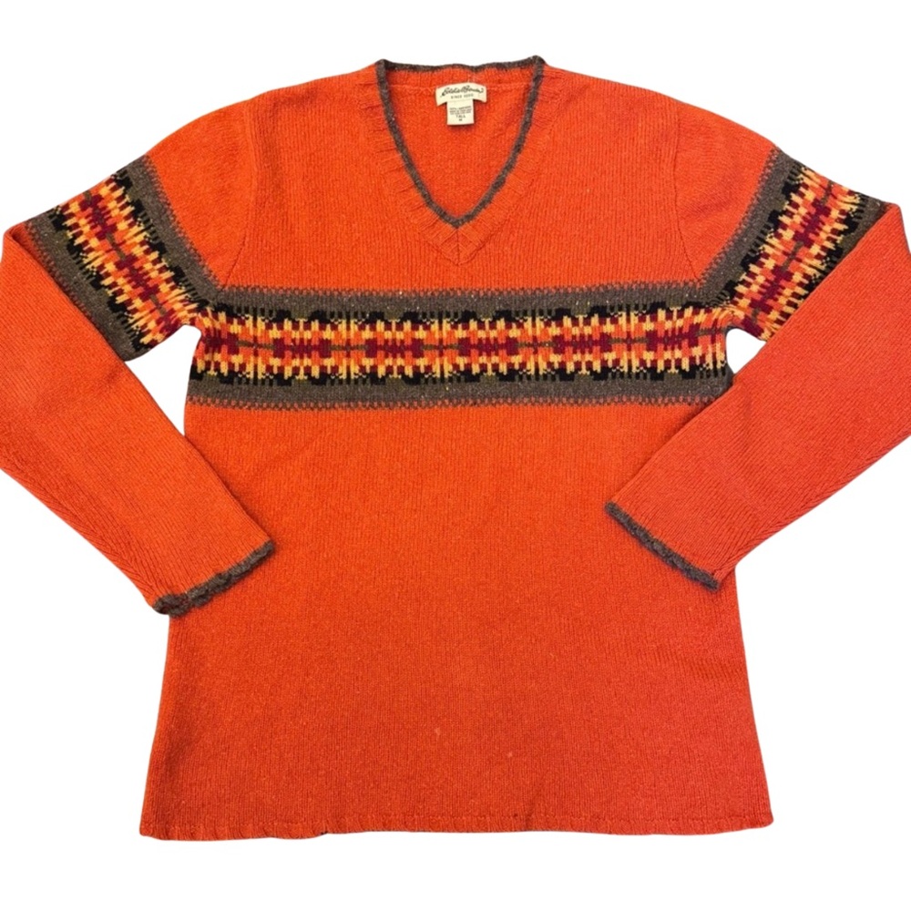 Vintage Eddie Bauer Lambswool V-neck Sweater Tall Medium